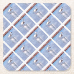 Flamingo Grace And Beauty Watercolor Square Paper Coaster
