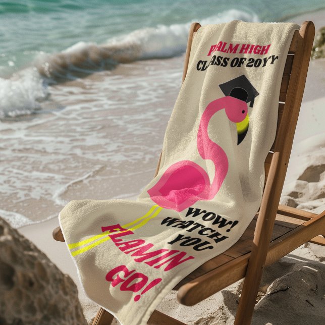 Flamingo Graduation Personalised Beach Towel (Creator Uploaded)