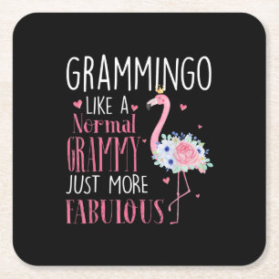 Flamingo Grammingo Like A Normal Grammy Gift Funny Square Paper Coaster