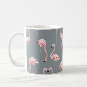 Flamingo Grey: Vintage Seamless Pattern. Coffee Mug