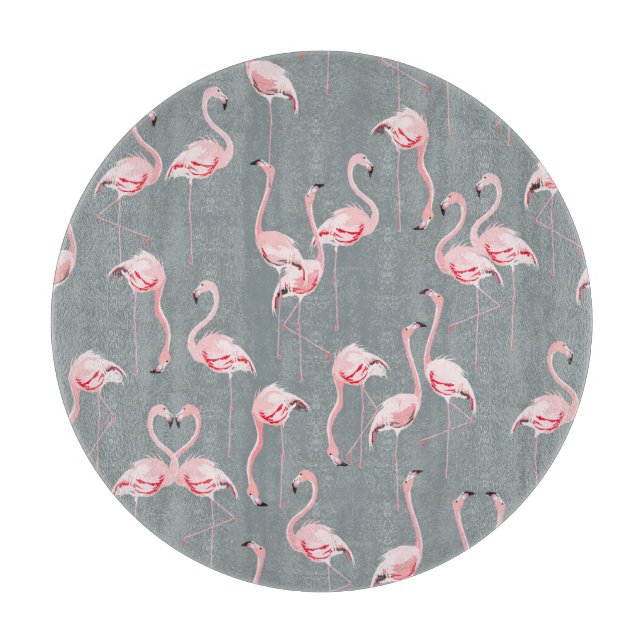 Flamingo Grey: Vintage Seamless Pattern. Cutting Board (Front)