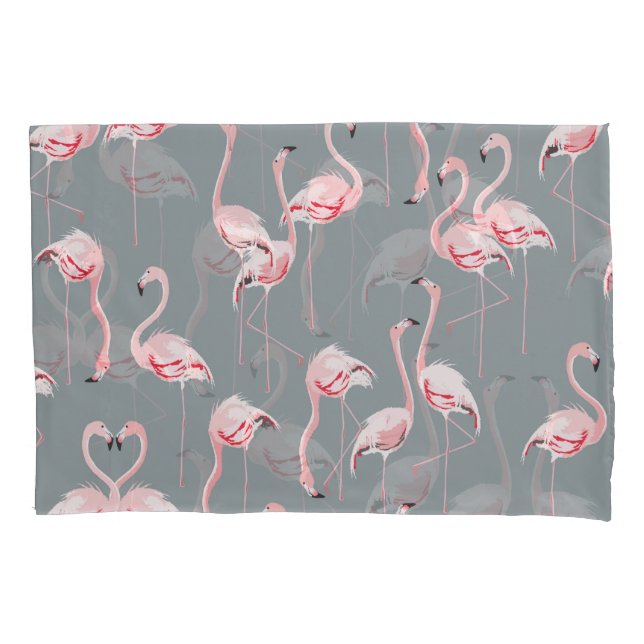 Flamingo Grey: Vintage Seamless Pattern. Pillowcase (Front)