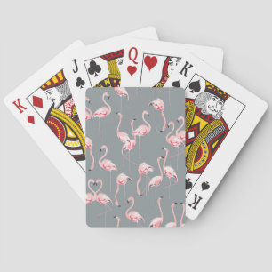 Flamingo Grey: Vintage Seamless Pattern. Playing Cards