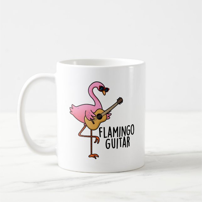 Flamingo Guitar Funny Music Pun  Coffee Mug (Left)
