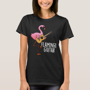 Flamingo Guitar Funny Music Pun Dark BG T-Shirt
