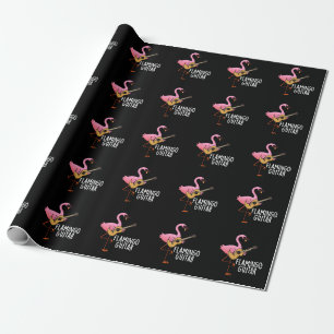 Flamingo Guitar Funny Music Pun Dark BG Wrapping Paper