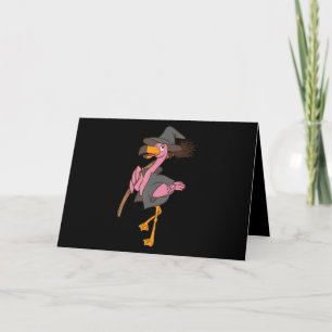 Flamingo Halloween Flamingo Witch Cool Pink Bird Card