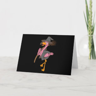 Flamingo   Halloween Flamingo Witch Cool Pink Bird Thank You Card