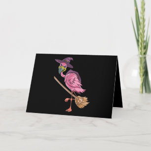 Flamingo Halloween Flamingo Witch Scary Party Card