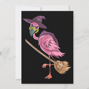 Flamingo Halloween Flamingo Witch Scary Party Holiday Card