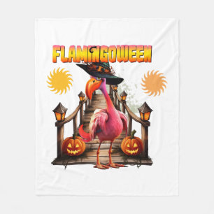 Flamingo Halloween Fleece Blanket