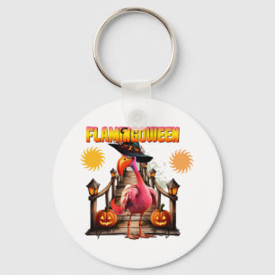 Flamingo Halloween Key Ring