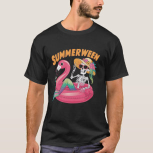 Flamingo Halloween Spooky Wading Bird Scary Trick T-Shirt