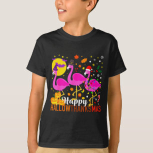 Flamingo Halloween Thanksgiving Christmas Hallowth T-Shirt