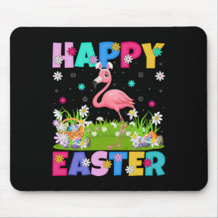 Flamingo Happy Easter Egg Hunt Bunny Ear Flamingo Mouse Pad