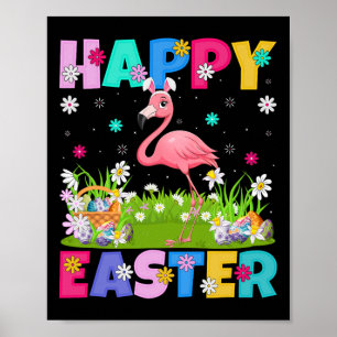 Flamingo Happy Easter Egg Hunt Bunny Ear Flamingo  Poster