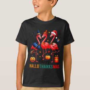Flamingo Happy Hallothanksmas Funny Halloween Than T-Shirt