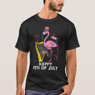 Flamingo Harp Happy 4th Of July Bird Patriot Men W T-Shirt