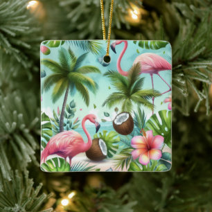 Flamingo Haven Ceramic Ornament