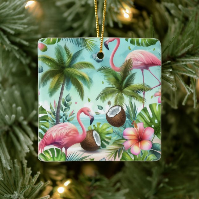 Flamingo Haven Ceramic Ornament (Tree)