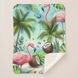 Flamingo Haven Sherpa Blanket