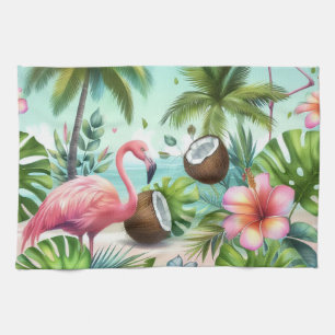 Flamingo Haven Tea Towel