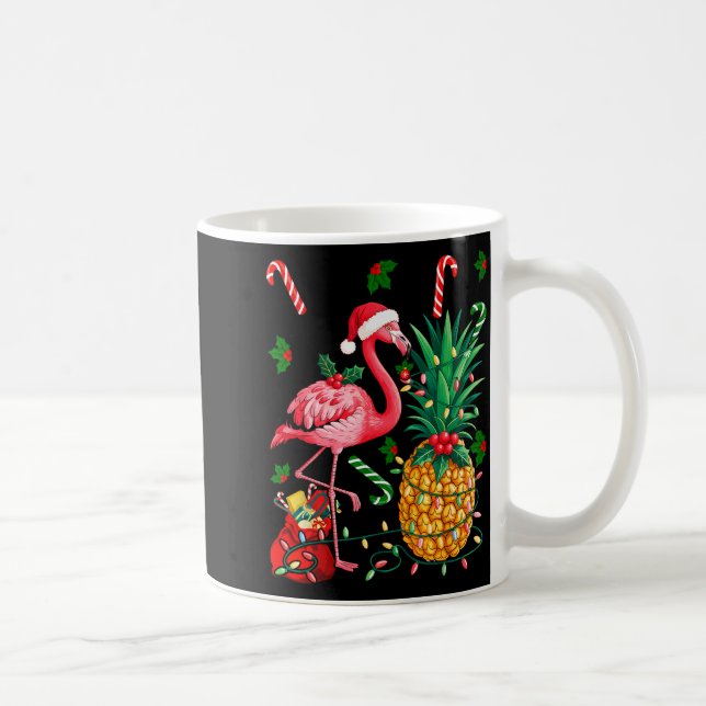 Flamingo Hawaiian Ne Christmas Lights Xmas  Coffee Mug (Right)