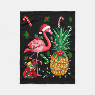 Flamingo Hawaiian Ne Christmas Lights Xmas Fleece Blanket