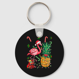 Flamingo Hawaiian Ne Christmas Lights Xmas Key Ring