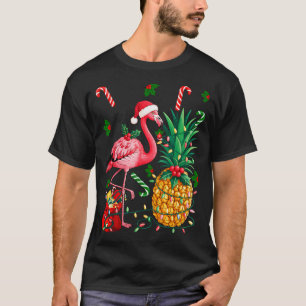 Flamingo Hawaiian Ne Christmas Lights Xmas  T-Shirt
