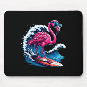 Flamingo Hawaiian Surfing Beach Summer Wave Mouse Pad