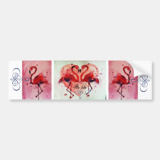 Flamingo/Heart (Be like) - Autoaufkleber Bumper Sticker