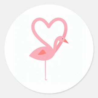 Flamingo Heart Neck Minimal Classic Round Sticker