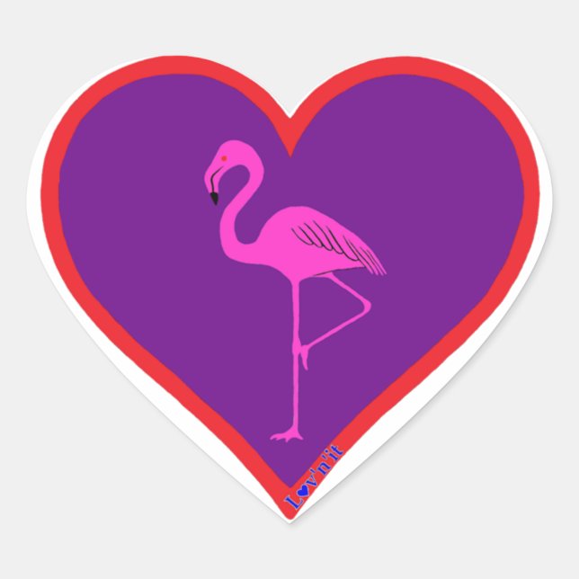 flamingo heart sticker (Front)