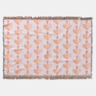 Flamingo, Heart Throw Blanket