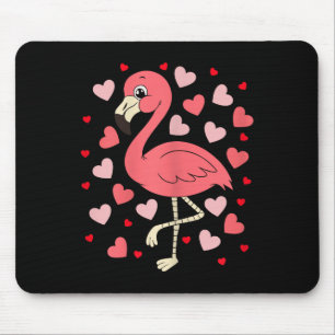 Flamingo Heart Valentines Day Cute Bird Animal Lov Mouse Pad