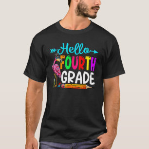 Flamingo Hello 4th Grade Back To School Teacher St T-Shirt