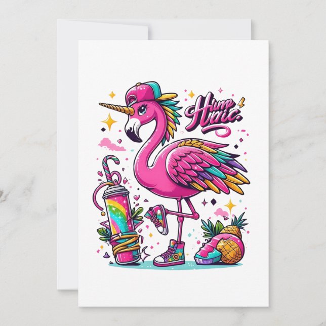 Flamingo hiphop holiday card (Front)