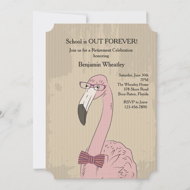 Flamingo Hipster Invitation (Front)