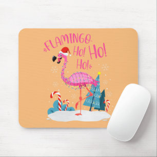 Flamingo Ho-Ho-Ho Christmas Pink Flamingo Theme Mouse Pad