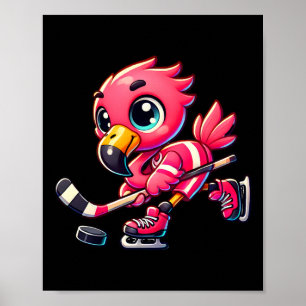 Flamingo Hockey Player Bird Lover Men Women Kids Poster