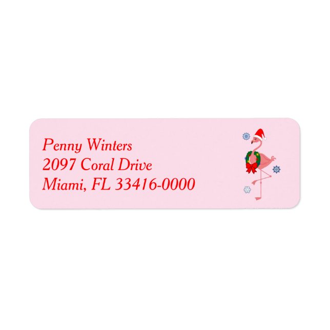 Flamingo Holiday Label Return Address Label (Front)