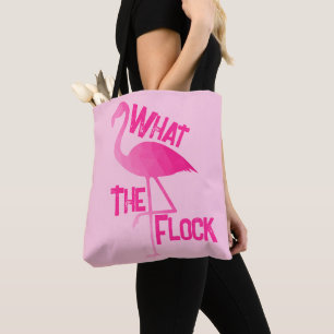 Flamingo hot pink geometric what the flock pink tote bag