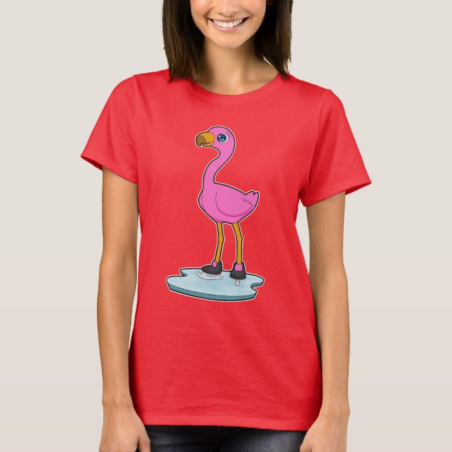 Flamingo Ice skating Ice skates T-Shirt (Front)