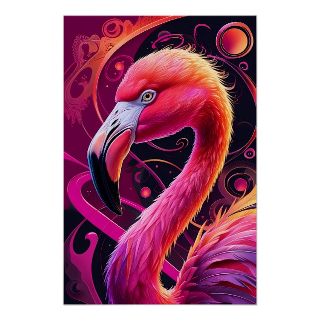 Flamingo Illustration – Fantasy Flamingo Poster (Front)