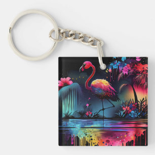 Flamingo in A Lake-63852 Key Ring