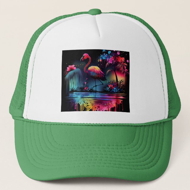 Flamingo in A Lake-63852 Trucker Hat (Front)