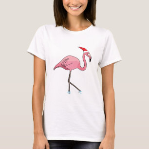 Flamingo in a Santa Hat Christmas T-Shirt