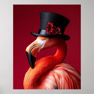 Flamingo in a Top Hat Poster