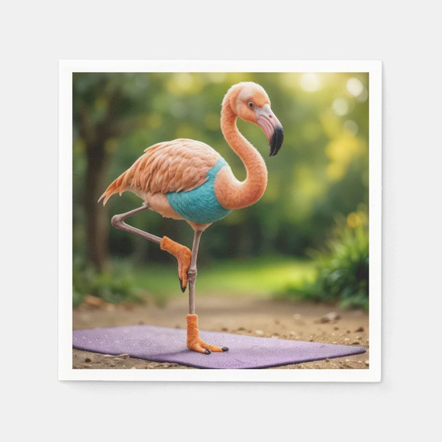 Flamingo In a Yoga Pose Napkin (Front)